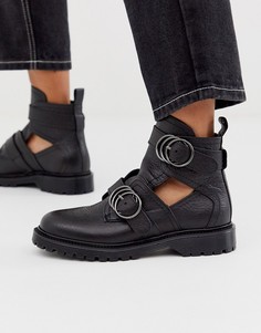 Черные кожаные ботинки с ремешком на пряжке Bronx-Черный
