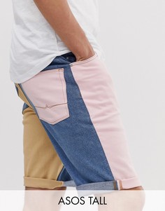 Узкие джинсовые шорты колор блок ASOS DESIGN Tall-Розовый