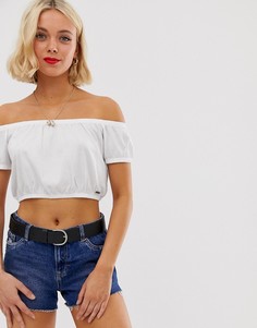 Кроп-топ с открытыми плечами Hollister-Белый