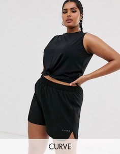 Укороченный топ с узлом спереди ASOS 4505 Curve-Черный