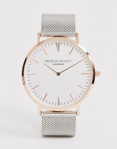 Часы с серебристым сетчатым ремешком Mr Beaumont-Серебряный