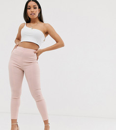 Облегающие брюки с завышенной талией ASOS DESIGN Petite-Бежевый