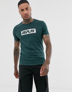 Темно-зеленая футболка с логотипом Replay-Зеленый