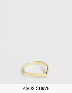 Позолоченное серебряное кольцо V-образной формы ASOS DESIGN Curve-Золотой