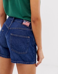 Джинсовые шорты с логотипом-флагом Polo Sports-Синий