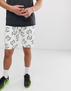 Джинсовые шорты слим с принтом ASOS DESIGN-Белый