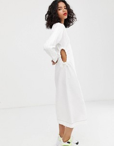 Фактурное платье миди с вырезами по бокам ASOS DESIGN-Белый