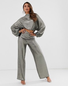 Широкие брюки с отделкой пайетками (из комплекта) ASOS DESIGN-Серый