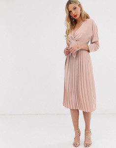 Платье миди с завязкой ASOS DESIGN-Розовый