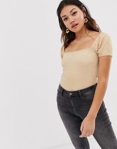 Топ с объемными рукавами Miss Selfridge-Светло-бежевый