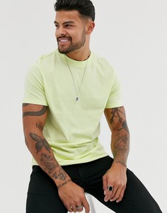 Бледно-желтая футболка из органического хлопка с круглым вырезом ASOS DESIGN-Зеленый