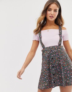 Мини-юбка на пуговицах с цветочным принтом ASOS DESIGN-Мульти
