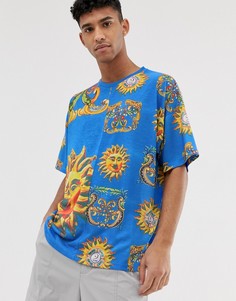 Oversize-футболка с принтом ASOS DESIGN-Синий