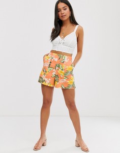 Шорты с тропическим принтом Miss Selfridge-Оранжевый