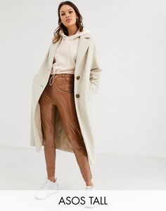 Фактурное удлиненное пальто кремового цвета ASOS DESIGN Tall-Мульти