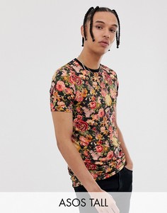 Узкая футболка с цветочным принтом ASOS DESIGN TALL-Мульти