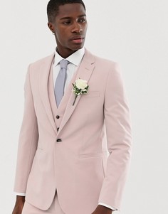 Розовый свадебный приталенный пиджак Burton Menswear