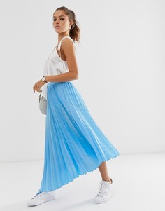 Плиссированная юбка миди ASOS DESIGN-Синий