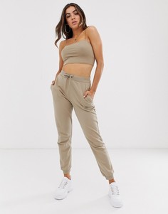 Базовые джоггеры с поясом ASOS DESIGN-Бежевый