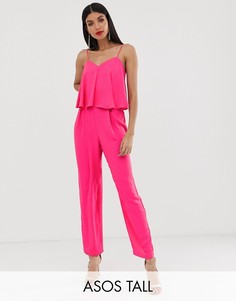 Комбинезон галифе на тонких двойных бретельках ASOS DESIGN Tall-Розовый