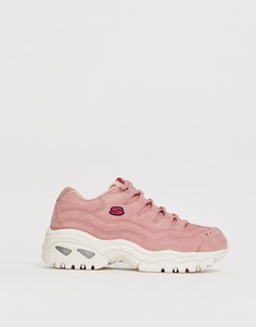 Розовые кроссовки из нубука с оригинальным дизайном Skechers Energy-Розовый