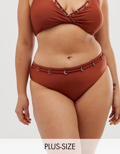 Плавки бикини цвета ржавчины с кольцами Simply Be-Красный