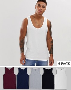 Майка из органического хлопка ASOS DESIGN - Набор из 5 шт. со скидкой-Мульти