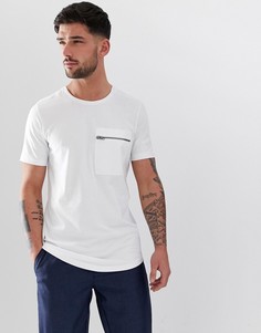 Белая длинная футболка с молнией и закругленным краем Jack & Jones Core-Белый