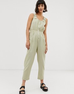 Комбинезон с пряжками на плечах и кнопками спереди ASOS DESIGN-Зеленый