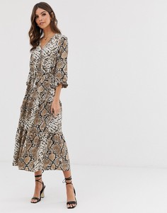Платье миди со змеиным принтом Vero Moda-Черный