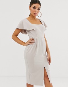 Платье миди с рукавами \ангел\" ASOS DESIGN-Серый