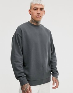 Черный выбеленный oversize-свитшот ASOS DESIGN