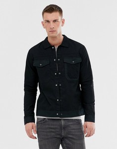 Черная саржевая рубашка навыпуск Jack & Jones Core-Черный