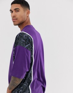 Oversize-футболка с контрастным принтом пейсли и кантом ASOS DESIGN-Фиолетовый