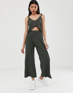 Комбинезон с завязками на плечах и вырезом ASOS DESIGN-Зеленый
