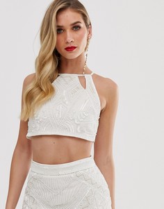 Комбинируемый кроп-топ с ацтекским узором и шнуровкой сзади ASOS DESIGN-Белый