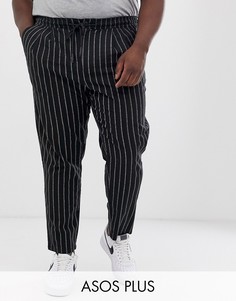 Фактурные брюки-сигареты в полоску ASOS DESIGN Plus-Черный