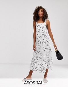 Сарафан миди с принтом и оборкой ASOS DESIGN Tall-Мульти