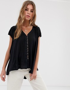 Футболка на пуговицах Free People - Highland-Черный