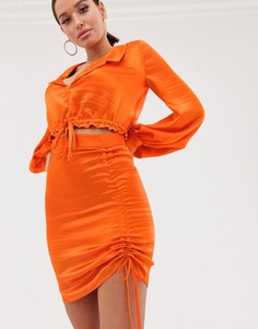Блестящая атласная мини-юбка из комплекта ASOS DESIGN-Красный