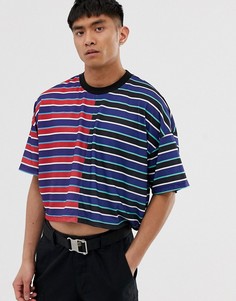 Укороченная oversize-футболка в контрастную полоску ASOS DESIGN-Мульти