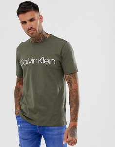 Футболка оливкового цвета с логотипом Calvin Klein-Зеленый