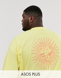 Oversize-футболка с вышивкой на спине ASOS DESIGN Plus-Желтый