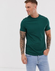 Зеленая футболка из органического хлопка с круглым вырезом ASOS DESIGN-Зеленый