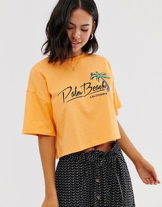 Футболка с пальмовым принтом ASOS DESIGN-Оранжевый