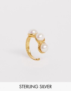Серьга-кафф из позолоченного серебра ASOS DESIGN-Золотой