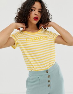 Футболка в полоску с надписью \amour\" Vero Moda-Мульти