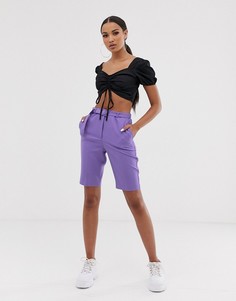 Шорты в строгом стиле с поясом ASOS DESIGN-Фиолетовый