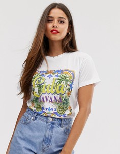 Футболка с винтажным принтом ASOS DESIGN-Белый