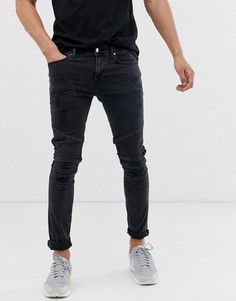 Черные байкерские джинсы скинни River Island-Черный